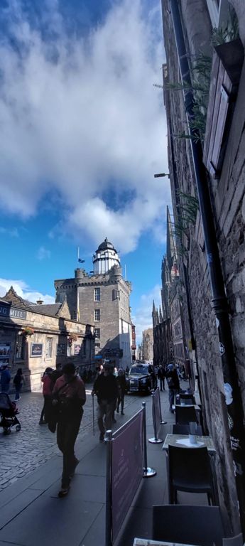 Camera Obscure and World of Illusions, built as tenement buildings around 1686, reconstructed with 2 more floors and observatory tower in 1853. https://canmore.org.uk/site/52343/edinburgh-549-castlehill-outlook-tower & https://www.camera-obscura.co.uk/our-story