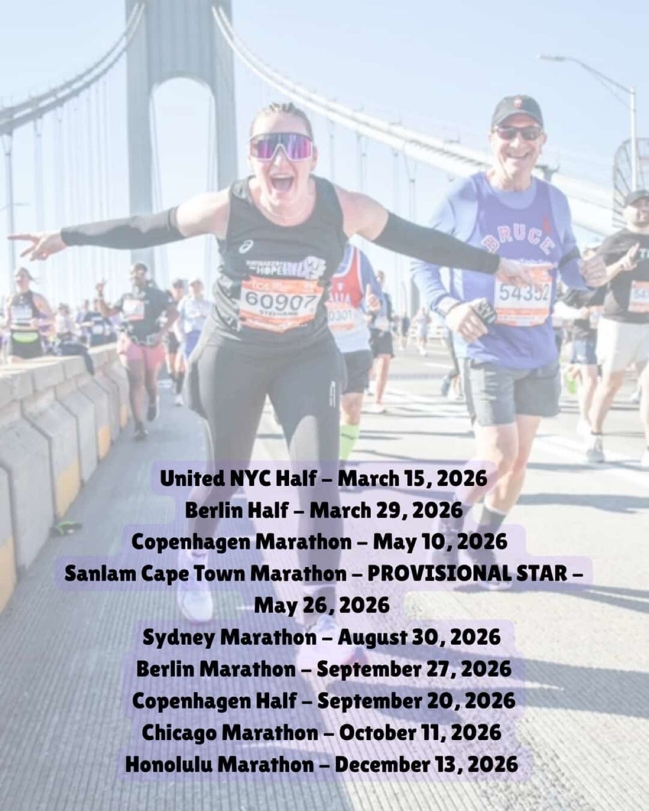 I’ve still got charity spots available for the following races if you are looking to help knockout cancer in 2026