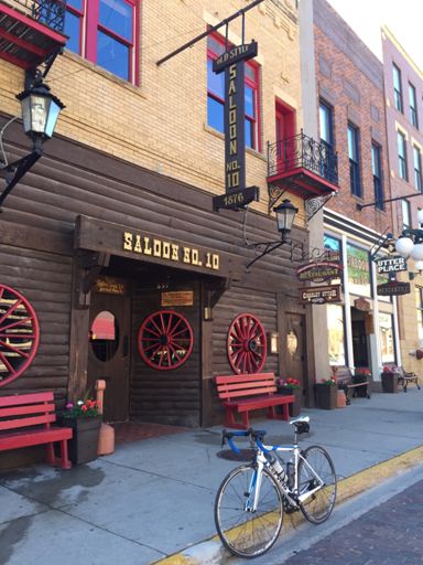 Saloon where Wild Bill Hickok was shot dead!  The bike survived this visit.