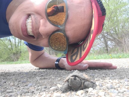 Came across this little guy crossing the path on one of the laps.  A little reminder to myself to take it slow and steady!