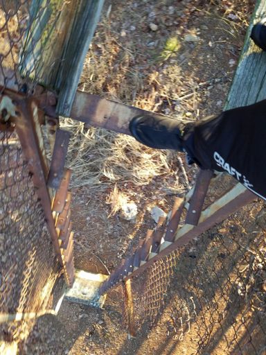 Missing rungs. Easy to climb even with bike shoes!