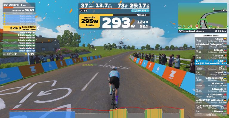 Zwift - 80' Umbral 1 clásico 3*10' al 93%