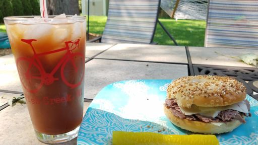 Post ride bloody, and relaxing before Packer game.