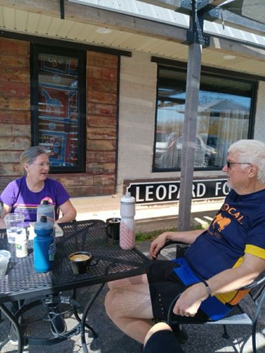Kimberly took a picture of Mary and me talking at the Leopard Forest 
