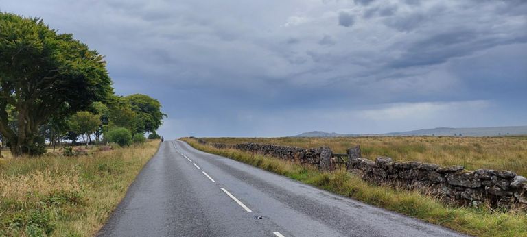 What we were cycling towards. It might look threatening, though when the heavens opened full blast, we were in the Bikeshed, Exeter where the staff were very supportive.