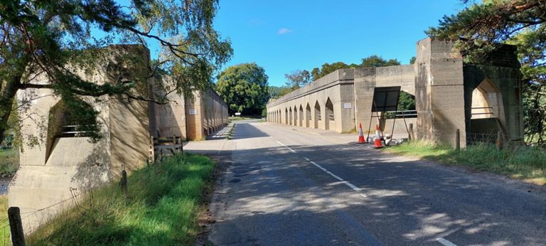 Category B listed 1926 Findhorn Bridge which carries the old A9 across the river. https://canmore.org.uk/site/87490/findhorn-bridge