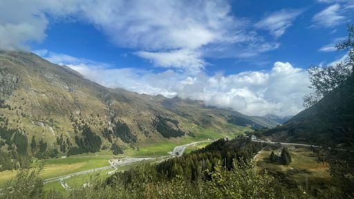 View of the road tunnel entrance from the last point it could be seen on the climb