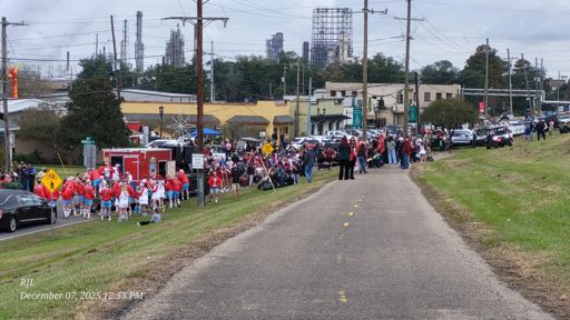 waiting for the NORCO Christmas parade to start once Santa flies in via helicopter