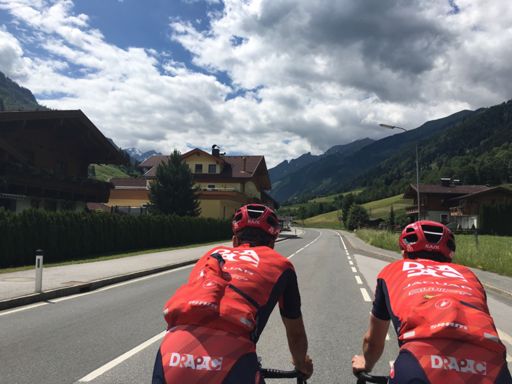 Near the base of the climb; Lachie and Gavin