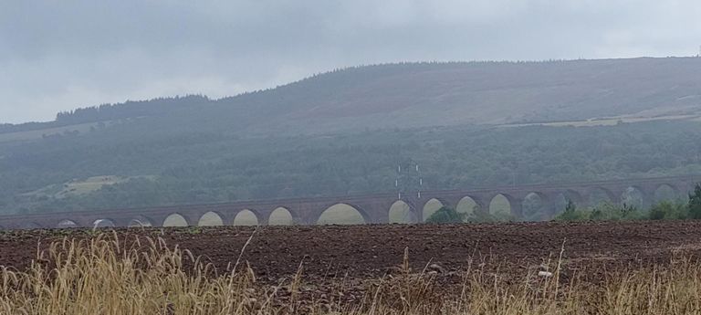 1898 29-span 1800ft/549m Nairn/Culloden Viaduct across River Nairn and its valley, Scotland's longest, last seen on route to Alness. Built to take the Inverness to Aviemore Direct Railway, like the 1897 Tomatin Viaduct also seen on Day 31.