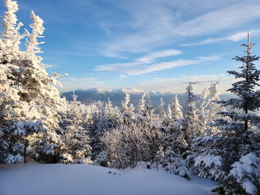 The trail is out/back, so this is the first time passing Mt. Starr King on the way out, looking over at the Presis.  Just realizing I'm not getting out in the daylight...