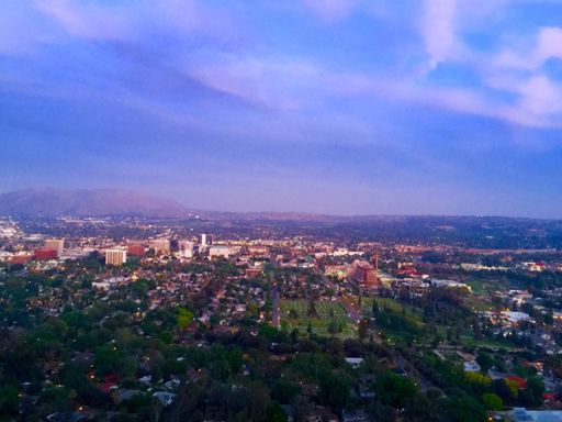 Downtown Riverside in a distance, and Riverside cemetery.