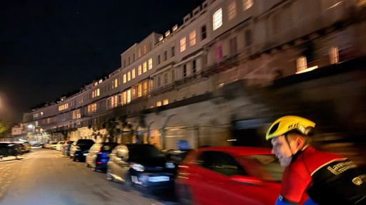 Stefan appears stage right