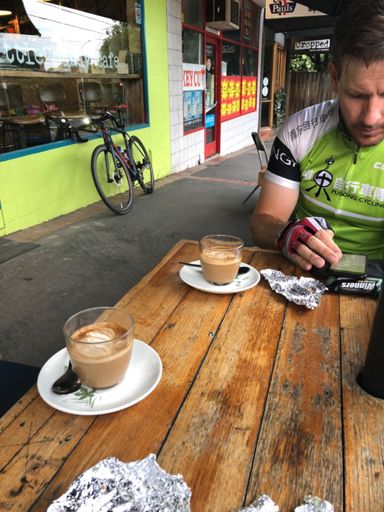 Skinny Magics and checking Strava at Little Buddy... 👌