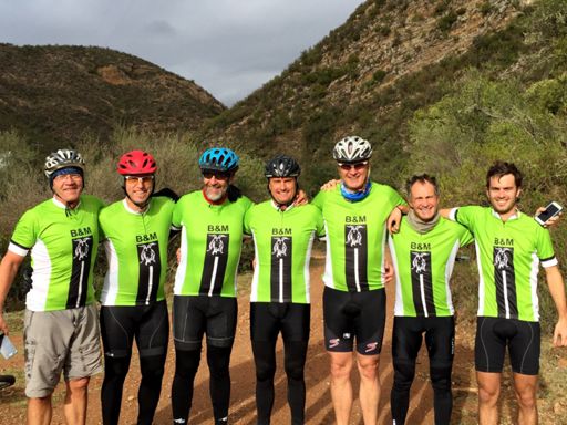 Three MTB riders with 4 woesie ballet dancers