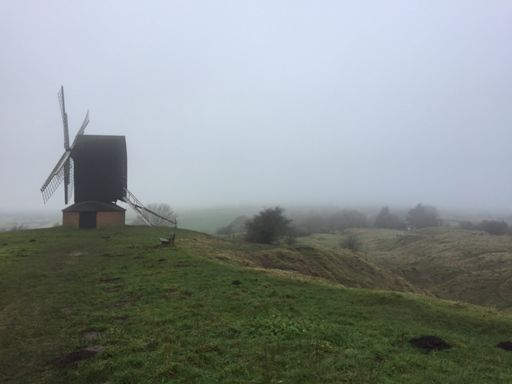 Brill Windmill and a rather misty view down the hill