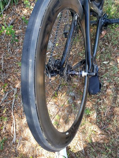 Next find a safe place to do some work. Preferably off the road/trail. Shift into the smallest rear gear, if it's a rear flat. Place the bike gently upside down.