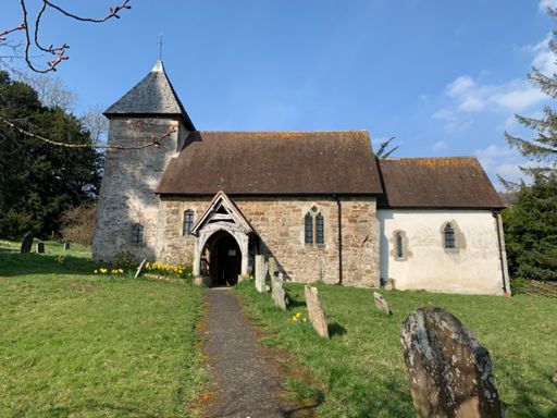 Hope Bagot church - the tower built on a millstone that killed a 13th-century miller.