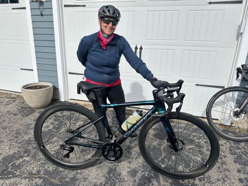 Cathy showing off her new paint job on the Tarmac. 