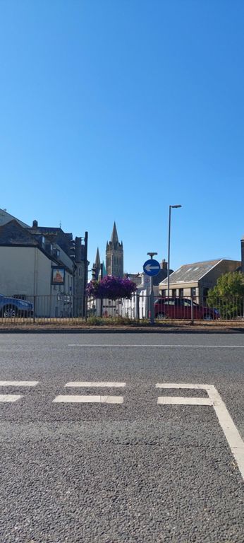 Dramatic sudden sight on our in and out into Truro: Cathedral of the Blessed Virgin Mary, Truro, built 1880-1910. https://en.wikipedia.org/wiki/Truro_Cathedral