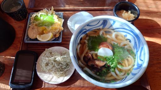 直前までカレーうどんを食べるつもりだったけど、メニュー見て気が変わって梅ととろろ昆布のうどん+かしわ天を注文♪