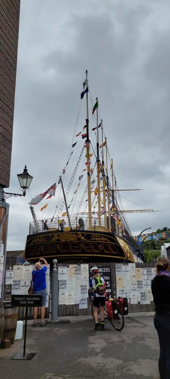 The bit of SS Great Britain you can see for free!  Brunel's ship was refloated in 1970 using the method created by James Bremner who built Castlehill Harbour we passed on Day 34, returning from Duncansby Head. https://en.wikipedia.org/wiki/SS_Great_Britain 
&
https://en.m.wikipedia.org/wiki/James_Bremner