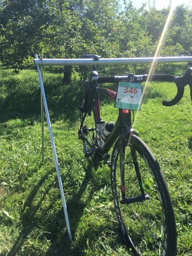 Wilier waiting in the orchard at the cider donut stop