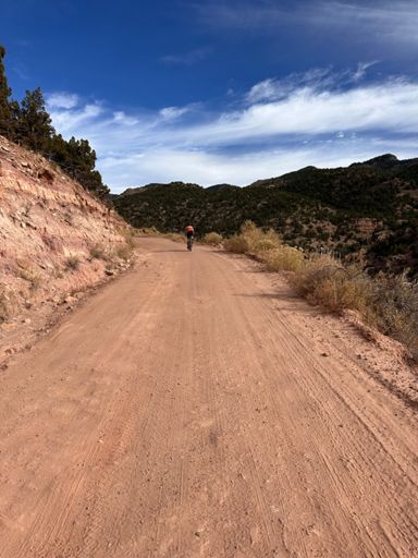 The last I saw of Ryan before he blasted up Shelf Road. 