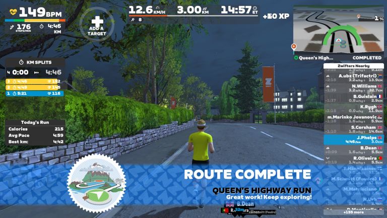 Zwift - Queen's Highway Run in Yorkshire - 3km shake out run