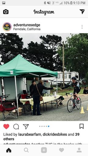 Finishing up Californias Toughest Century sporting some flashy pink socks in memory of Sylvia⚘