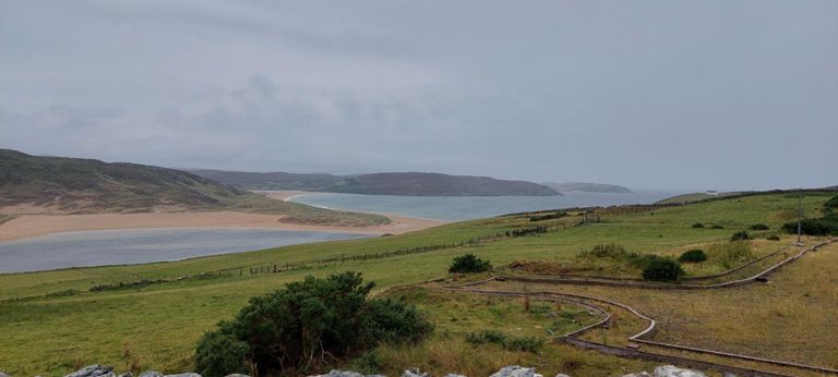 Going back down from Bettyhill to River Naver Bridge.  Gazetteer for Scotland describes that heavily populated Farr existed before the clearances and part of its area was developed as Bettyhill fishing port to provide work for tenants evicted from their farms.The ice-house and pier on this side of Torrisdale Bay, the latter still on the OS Explorer map and visible on Google Maps' Streetview, are now neglected.    https://www.scottish-places.info/towns/townfirst2409.html