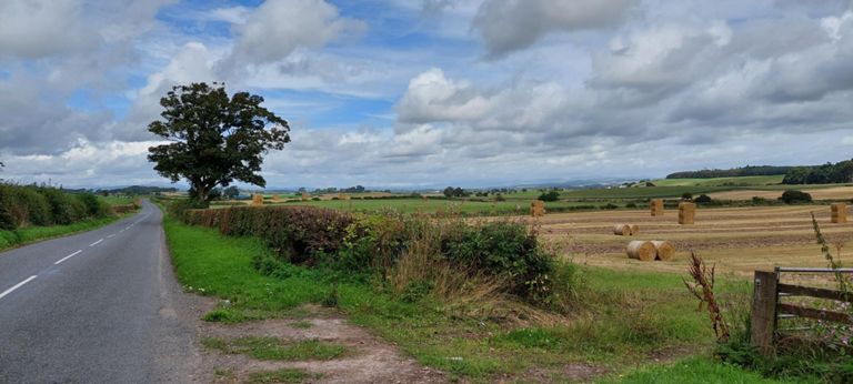 About 1.5 miles north of Dalton, looking into the distance north towards the area between Lochmaben (4.5 miles ahead on route) and Lockerbie (east)