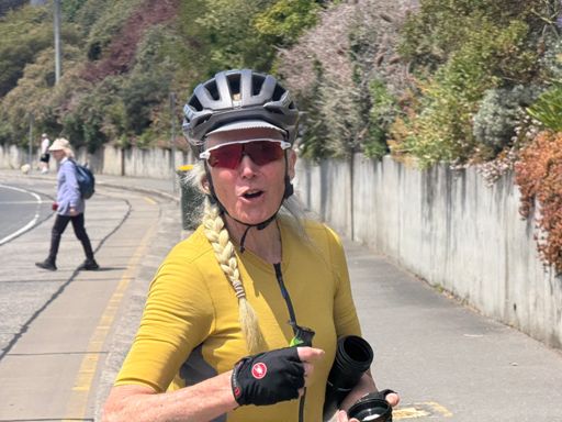 Di downing some pickle juice in Sandy Bay Rd as cramp threatens