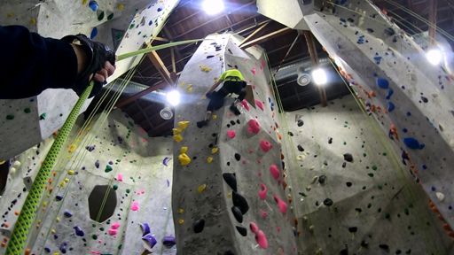 Climb 3 - Black 5.10c (F): This new route on the Fridge Arête looked interesting if challenging.  I wanted to start on the 5.10b routes in The Alcove, but two other parties were working there, and The Alcove can only comfortably accommodate two parties as long as they're working on opposite walls.

This route featured lots of lieback moves, mostly on large edges or small jugs.  Not too many crimps.  Frank had climbed this route slowly before me, and I discovered why.  Each move needed to be thought out for correct body positioning.  And, not every move felt secure or sure.

I climbed carefully and thoughtfully, and I eventually saw the top without coming off onto the rope.  It helped that I knew this wall starts overhung then transitions to slab on its upper half.  It's always a relief to pass the crease marking the transition to slab as I know that I can rest my hands if I find a good stopping point.
