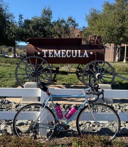 Turnaround point Temecula - my lovely steel bike with steel fork - what an amazing machine for descending bad pavement roads the rougher the road the better the steel fork tracks