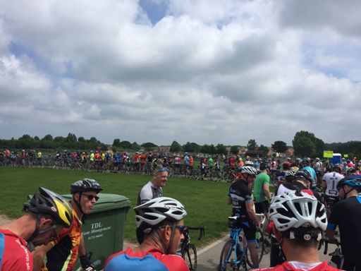 Waiting in the start pens to be released on to the course.