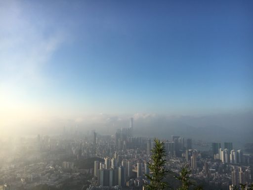 Morning mist over Kowloon.