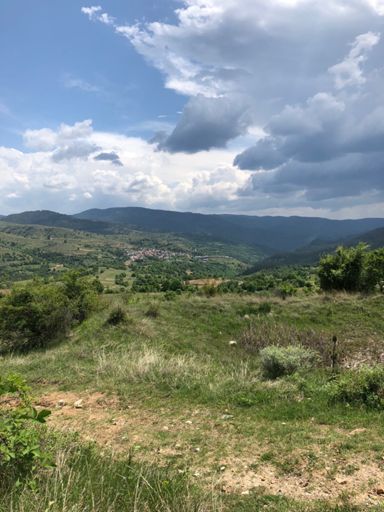 Thunder clouds over border mountains between Bulgaria and Greece. This is almost top of first big climb of day