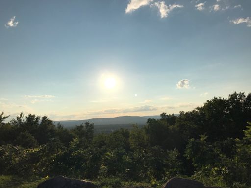 The sun prepares to set over the Berks, as seen from the ridgeline of Mt. Tom.