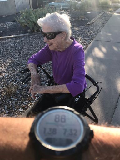 Mom freewalked to this point, 1.38 miles, crushing her previous PB.