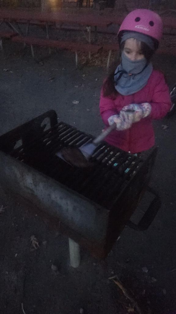 #scavhunt sneakycat helping me "grill" steaks at the park