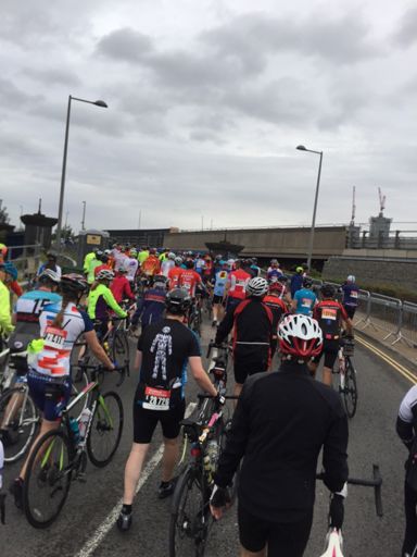 Walking from the pens to the start line (rain started about 10 mins after)