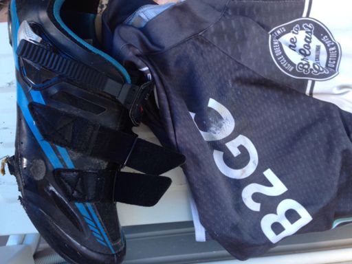 Wearing through the shoe and jersey in the non-conventional manner