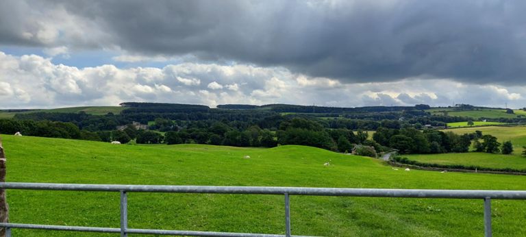 Capernwray Hall - towards the left of the valley.  https://en.wikipedia.org/wiki/Capernwray_Hall