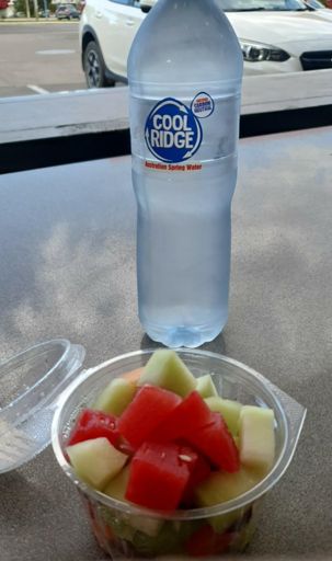 Halfway feast....nothing at Maccas...fresh fruit salad from the Servo ...yummy 