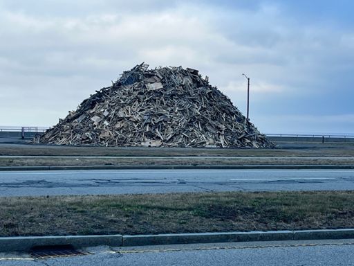 Town of Hull prepping for the Thanksgiving Night Bonfire…. 