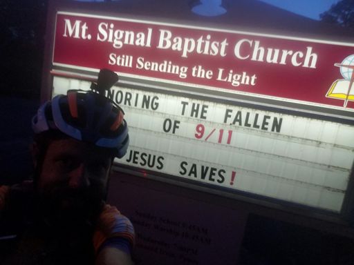 Ironically, stopped here to mount my handlebar light.