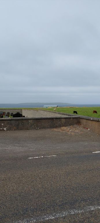 The above water part of MeyGen, the largest tidal energy plant, being constructed between Ness of Quoys on the mainland and the now uninhabited Island of Stroma in the background, viewed over Canisbay parish church graveyard. It is estimated to provide sufficient power for 175,000 homes. https://en.m.wikipedia.org/wiki/MeyGen & https://www.nsenergybusiness.com/projects/meygen-tidal-power-project/ & https://en.wikipedia.org/wiki/Island_of_Stroma