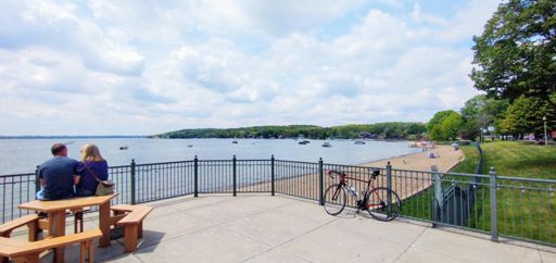 Empty beach due to cool water. 