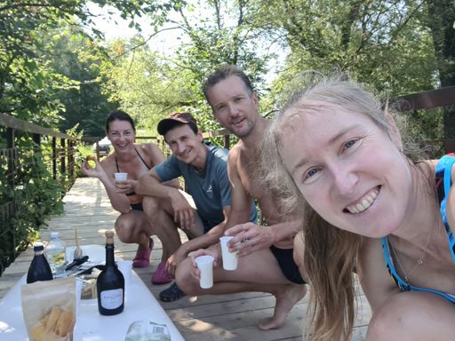 Пешеходный мост через Ворю в Токарёво. Перед стартом.